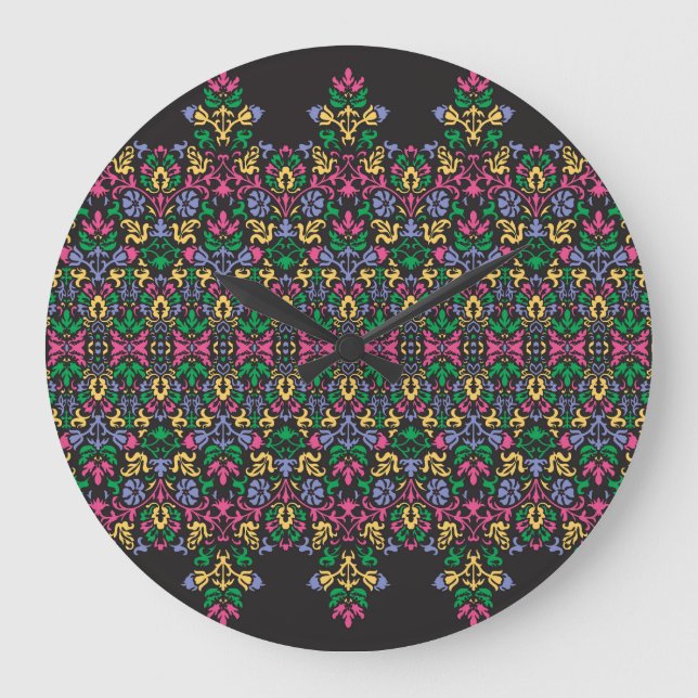Delicate Damask Baroque Victorian Seamless Large Clock (Front)