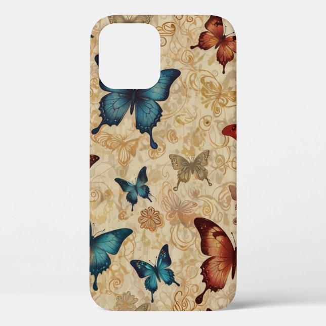 Delicate Dance: Butterflies & Vines on Soft Paper Case-Mate iPhone Case (Back)