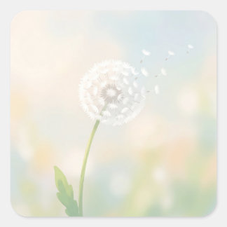 Delicate Dandelion Seeds in the Wind Square Sticker