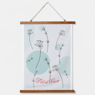 Delicate Dandelion Wish Design Wood Topped Wall  Hanging Tapestry