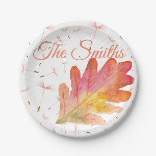 Delicate Dandelions & Autumn Leaf Paper Plate