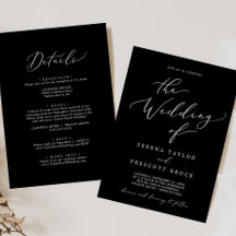 Delicate Dark Black Calligraphy All In One Wedding