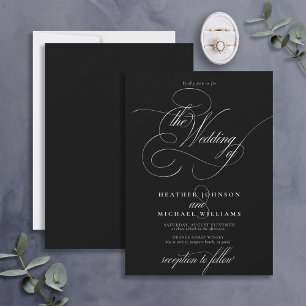 Delicate Dark Black Modern Calligraphy Classic Invitation