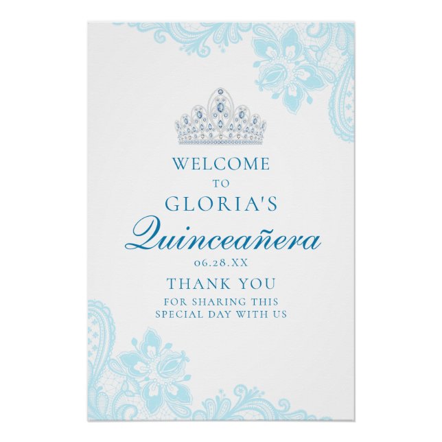 Delicate de dentelle bleue Quinceanera Affiche de  (Devant)