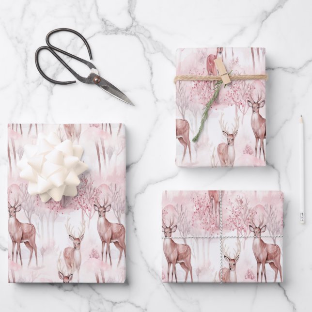 Delicate deer on Christmas wrap Wrapping Paper Sheet (Front)