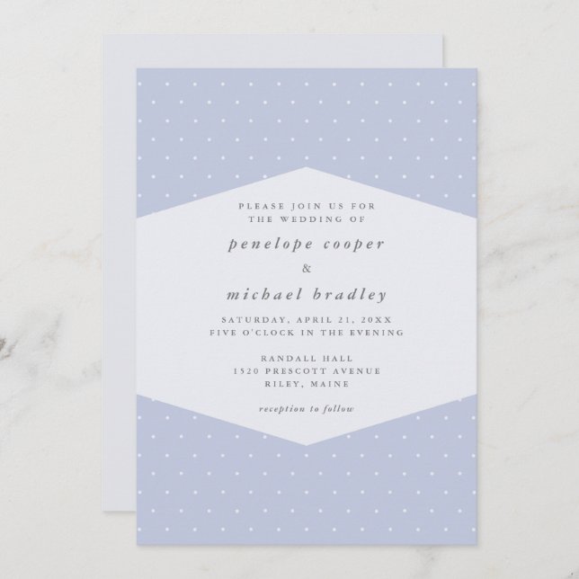 Delicate Dots Pretty Blue Wedding Invitation (Front/Back)