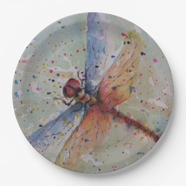 DELICATE DRAGONFLY  PARTY PAPER PLATE (Front)