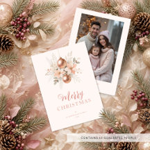 Delicate Dusty Pink Winter Floral Christmas TMF26