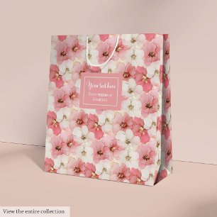 Delicate dusty rose and gold monogram gift bag