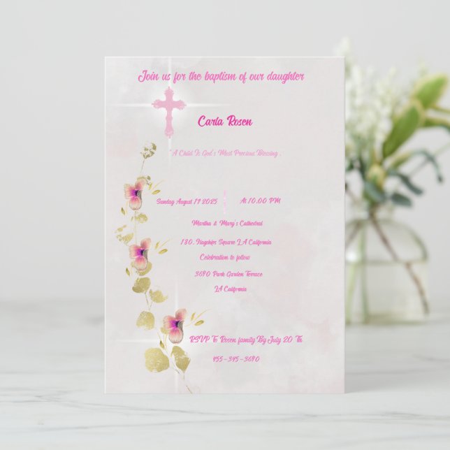 Delicate Elegance acrylic baptism invitation templ (Standing Front)