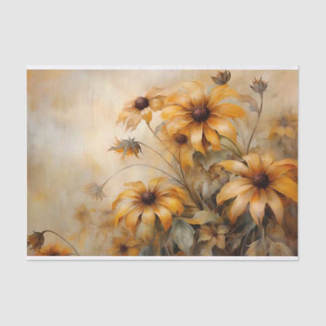 Delicate, Elegant BlackEyed Susan Floral Decoupage Tissue Paper (Front)