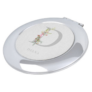 Delicate Elegant D Initial Garland Gift for Her Compact Mirror