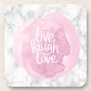 Delicate Elegant Pink and Marble Love Quote Coaster
