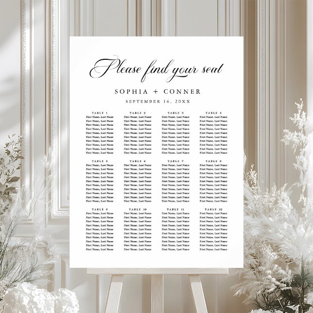 Delicate Elegant Script Wedding Seating Chart  (Creator Uploaded)