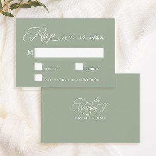 Delicate Elegant Wedding Sage Green RSVP Card