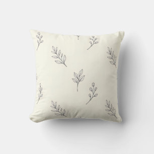 Delicate Eucalyptus Leaves Sprigs Pattern Throw Pillow