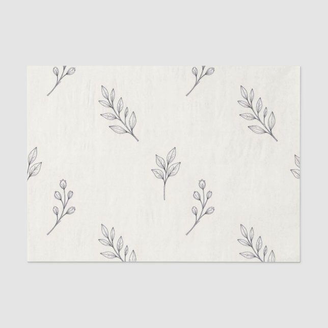 Delicate Eucalyptus Leaves Sprigs Pattern Tissue Paper (Front)