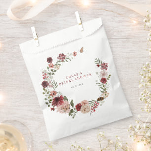 Delicate Fall Floral Wreath Bridal Shower Favour Bag