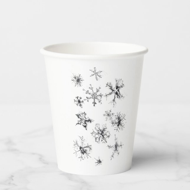 Delicate Falling Snowflakes Paper Cups (Front)