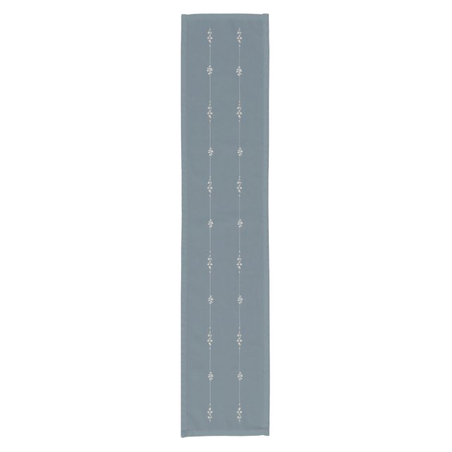 Delicate Farmhouse Floral Table Runner Blue Neutra (Front)
