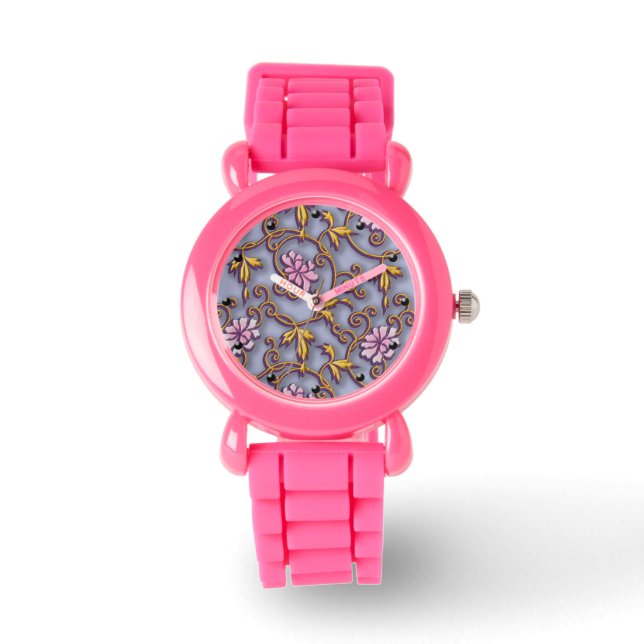 Delicate floral arabesque japanese pattern watch (Front)
