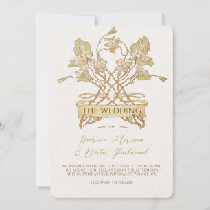 Delicate floral banner Wedding  Invitation