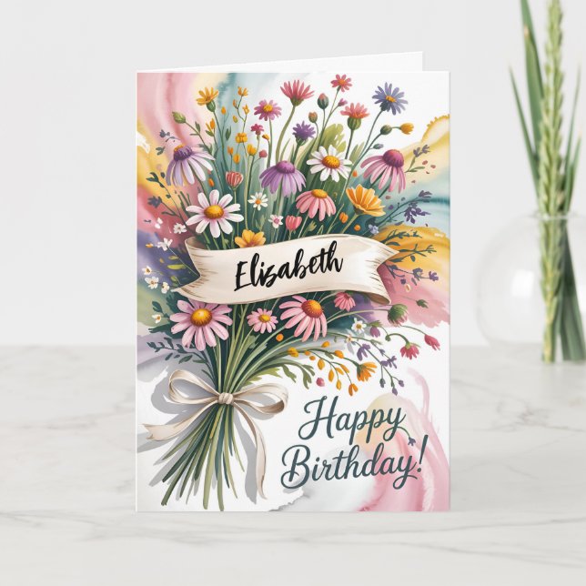 Delicate Floral Birthday Card (Front)