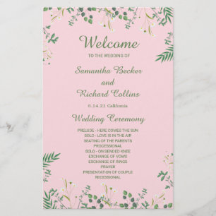 Delicate Floral Border Wedding Program