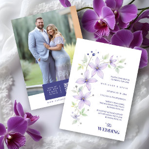 Delicate Floral & Botanical Branch Light Purple  Invitation