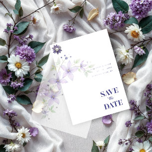Delicate Floral & Botanical Branch Wedding Purple Vellum Invitations