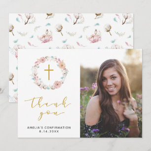 Delicate Floral & Cotton Thank You Card