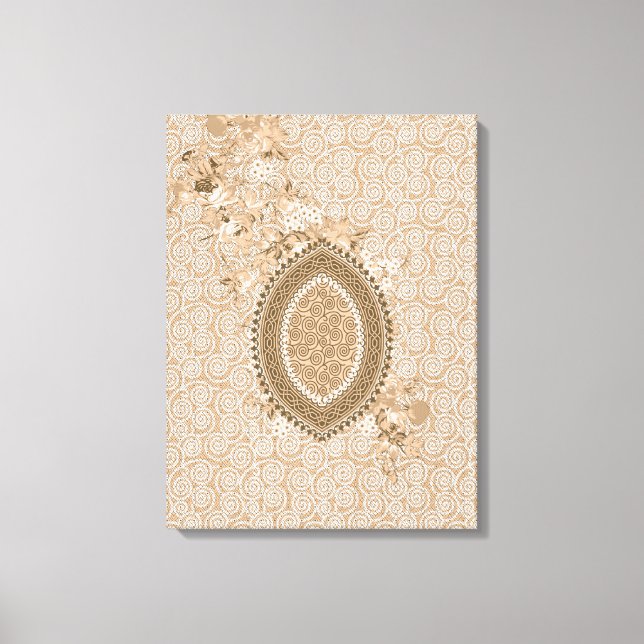 Delicate Floral Design on Beige Textured Canvas (Front)