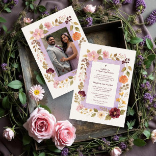 Delicate Floral Frame Christian Catholic Wedding Invitation