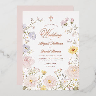 Delicate Floral Frame Religious Wedding