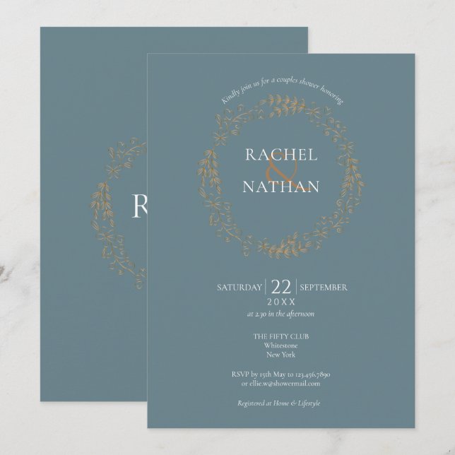 Delicate Floral Garland | Couples Shower Invitation (Front/Back)