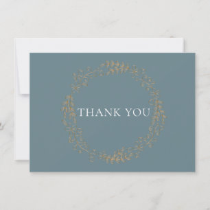 Delicate Floral Garland   Faux Gold Foil Thank You Card