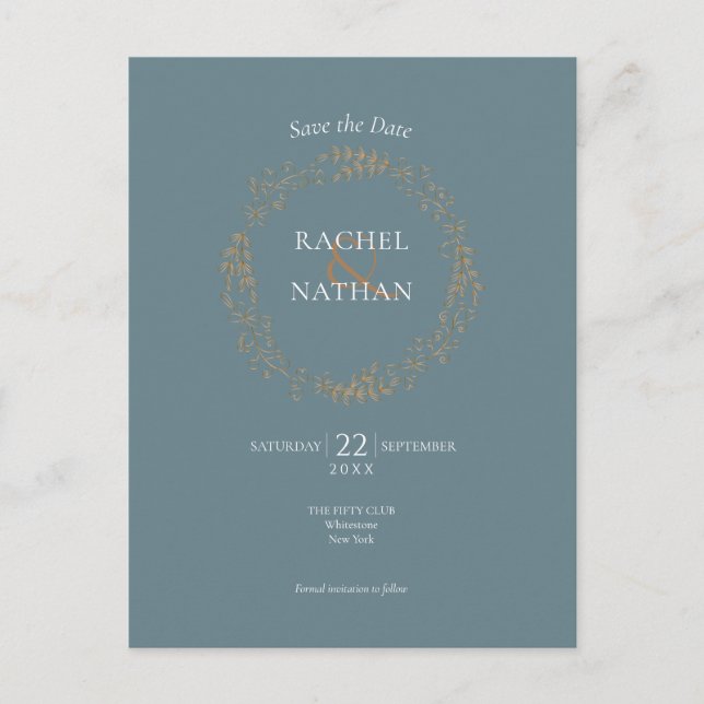Delicate Floral Garland | Save the Date Announcement Postcard (Front)