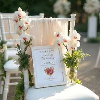 Delicate Floral Heart Loving Memory Reserved Seat Poster