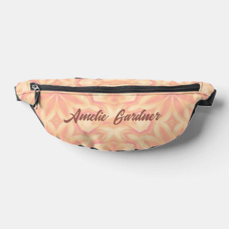 Delicate floral kaleidoscope pink yellow pattern  fanny pack