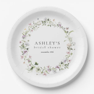 Delicate Floral Lavender Bridal Shower Paper Plate