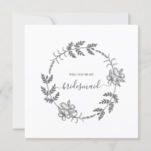 Delicate Floral Modern Bridesmaid Wedding Invitation
