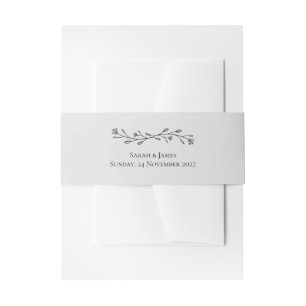 Delicate Floral Monochrome Wedding Invitation Belly Band