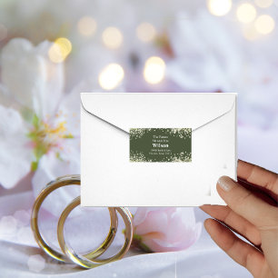 Delicate Floral on Olive Green Wedding Address Label