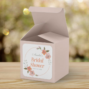 Delicate Floral Orange Bridal Shower Square Sticker