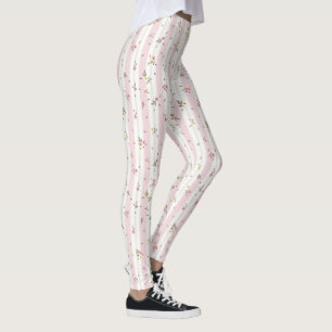 Delicate Floral Pattern Pink Leggings