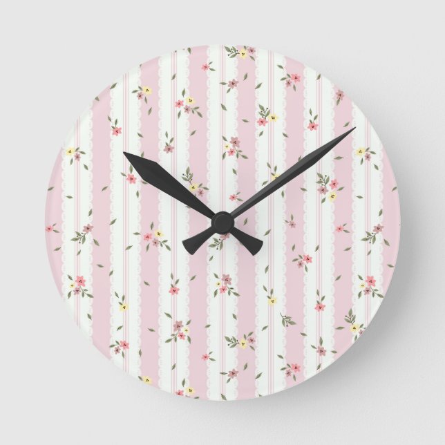 Delicate Floral Pattern Round Clock (Front)
