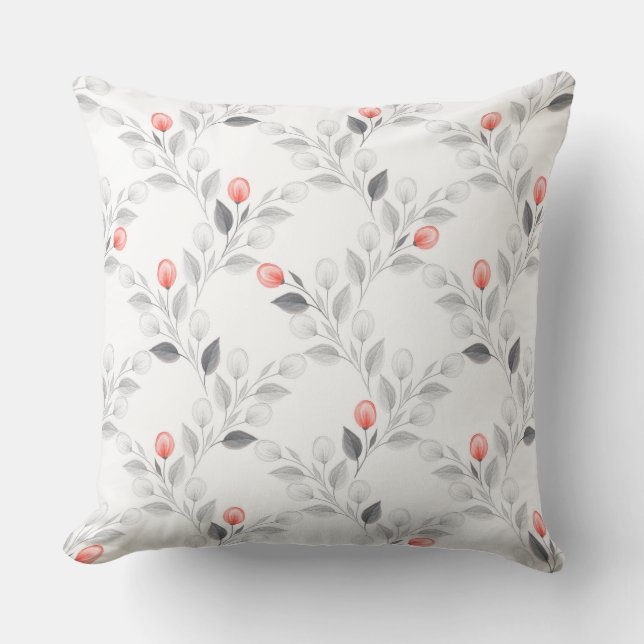Delicate floral pattern throw pillow (Front)