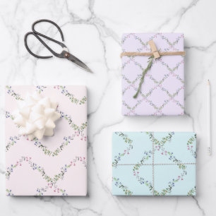 Delicate Floral Pattern to Personalize Wrapping Paper Sheet