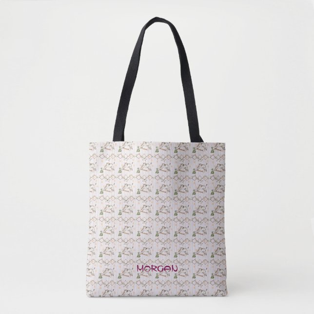Delicate Floral Pattern Tote Bag with Soft Pastel  (Front)