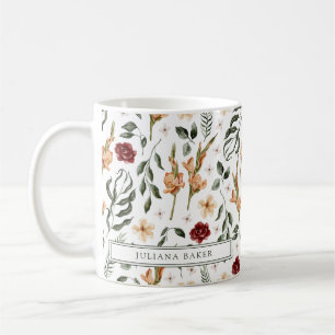 Delicate Floral Personalized Coffee Mug